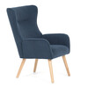 AK-314 BLUE2 - Kreslo, poťah modrá menčestrová látka, drevené nohy, masív kaučukovník