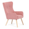 AK-314 PINK2 - Kreslo, poťah ružová menčestrová látka, drevené nohy, masív kaučukovník