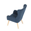 AK-314 BLUE2 - Kreslo, poťah modrá menčestrová látka, drevené nohy, masív kaučukovník
