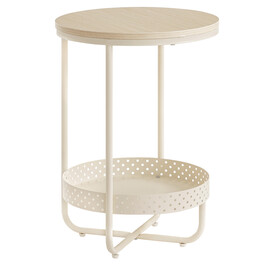 AKF-E1015 CRM - Stolík odkladací, 40x40x55 cm, MDF, kov, bielený dub, béžová