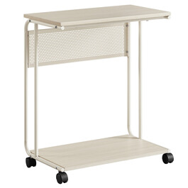 AKF-E1012 CRM - Stolík odkladací, 55x32x65, 8 cm, MDF, kov, bielený dub, biela