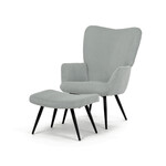 AK-L7285 BLUE6 - Kreslo relaxačné s podnožkou, modrý menčester, čierne kovové nohy