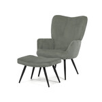 AK-L7285 GRN6 - Kreslo relaxačné s podnožkou, zelený menčester, čierne kovové nohy