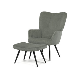 AK-L7285 GRN6 - Kreslo relaxačné s podnožkou, zelený menčester, čierne kovové nohy