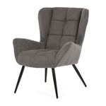 Kreslo ušiak, sivá, látka, AK-H9206 GREY2