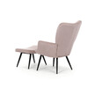 AK-L7285 PINK6 - Kreslo relaxačné s podnožkou, ružový menčester, čierne kovové nohy