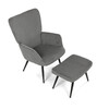 AK-L7285 GREY6 - Kreslo relaxačné s podnožkou, šedý menčester, čierne kovové nohy