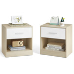 ANT-E1081 BUK - Nočný stolík sada 2 kusov, 39x28x41 cm, MDF, bielený dub
