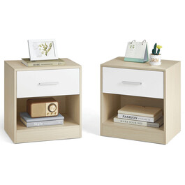 ANT-E1081 BUK - Nočný stolík sada 2 kusov, 39x28x41 cm, MDF, bielený dub