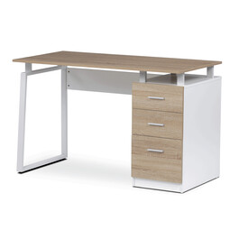APC-3218 SON - Stôl pracovný so šuplíkmi, 120x60x75cm, melamín, kov, sonoma, biela