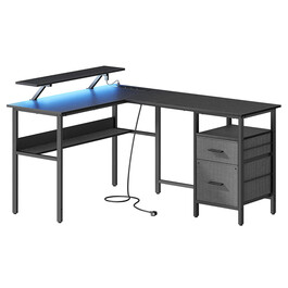 Pc stôl 150x120cm, mdf, čierna, APC-E1395 BK