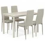 Jedálenský set so 4 stoličkami, 110x70x75cm travertín, ASE-1039 CRM2