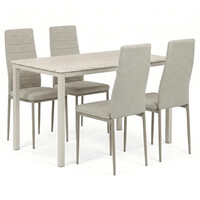Jedálenský set so 4 stoličkami, 110x70x75cm travertín, ASE-1039 CRM2