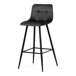 AUB-X7015 GREY2 - Stolička barová, šedá látka, štvornohá kovová podnož, čierny mat