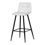 AUB-X7015 WT2 - Stolička barová, biela látka, štvornohá kovová podnož, čierny mat