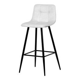 AUB-X7015 WT2 - Stolička barová, biela látka, štvornohá kovová podnož, čierny mat