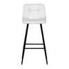 AUB-X7015 WT2 - Stolička barová, biela látka, štvornohá kovová podnož, čierny mat
