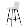AUB-X7015 WT2 - Stolička barová, biela látka, štvornohá kovová podnož, čierny mat