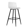 AUB-X7015 WT2 - Stolička barová, biela látka, štvornohá kovová podnož, čierny mat