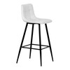 AUB-X7015 WT2 - Stolička barová, biela látka, štvornohá kovová podnož, čierny mat