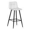 AUB-X7015 WT2 - Stolička barová, biela látka, štvornohá kovová podnož, čierny mat