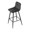 AUB-X7015 GREY2 - Stolička barová, šedá látka, štvornohá kovová podnož, čierny mat