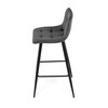 AUB-X7015 GREY2 - Stolička barová, šedá látka, štvornohá kovová podnož, čierny mat