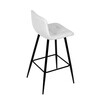 AUB-X7015 WT2 - Stolička barová, biela látka, štvornohá kovová podnož, čierny mat