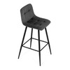 AUB-X7015 GREY2 - Stolička barová, šedá látka, štvornohá kovová podnož, čierny mat