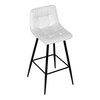 AUB-X7015 WT2 - Stolička barová, biela látka, štvornohá kovová podnož, čierny mat