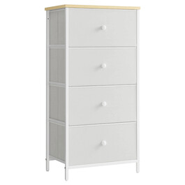AUK-E1031 WT - Komoda, 45x30x92, MDF, kov, netkaná textília, dub, biela, biela