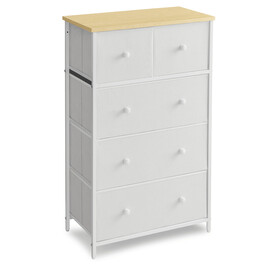 AUK-E1051 WT - Komoda, 56x30x93 cm, MDF, kov, netkaná textília
