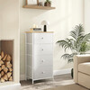 AUK-E1031 WT - Komoda, 45x30x92, MDF, kov, netkaná textília, dub, biela, biela