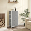 AUK-E1031 GREY - Komoda, 45x30x92?cm, MDF, kov, netkaná textília, biela, biela, šedá