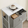 AUK-E1031 GREY - Komoda, 45x30x92?cm, MDF, kov, netkaná textília, biela, biela, šedá