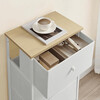 AUK-E1031 WT - Komoda, 45x30x92, MDF, kov, netkaná textília, dub, biela, biela