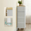 AUK-E1051 WT - Komoda, 56x30x93 cm, MDF, kov, netkaná textília
