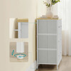 AUK-E1032 WT - Komoda, 80x30x71 cm, MDF, kov, netkaná textília