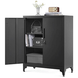 Komoda 80x40x90cm, kov, čierna, AUS-E1113 BK