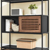 AUR-E1121 BK - Regál, 100x35x180?cm, MDF, kov, Old wood, černá