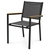 Záhradná stolička, kov, sieťovina, šedá, AZC-L1303 GREY