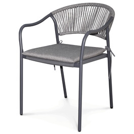 Záhradná stolička, kov, polyratan, sivá, AZC-L1352 GREY