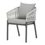 Záhradná stolička, kov, polyratan, šedá, AZC-S1430 GREY