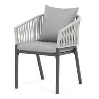 Záhradná stolička, kov, polyratan, šedá, AZC-S1430 GREY
