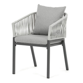 Záhradná stolička, kov, polyratan, šedá, AZC-S1430 GREY