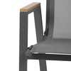 AZC-S1050 GREY - Stolička záhradný šedý textilen, šedá kovová konštrukcia, podrúčky polywood v dekore duba