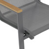 AZC-S1050 GREY - Stolička záhradný šedý textilen, šedá kovová konštrukcia, podrúčky polywood v dekore duba