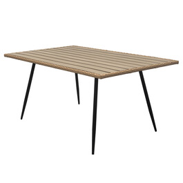 AZ-F1407 NAT - Stôl záhradný 160x95x74, kov s umelým ratanom, doska polywood