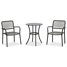 AZ-L1103 GREY - Záhradný set 1+2, stôl 60x60, stolička umelý ratan farba antracit, kov antracit