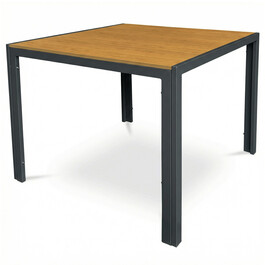 AZT-S1209 OAK - Stôl záhradný 90x90x73, doska polywood v dekore duba, šedá kovová konštrukcia